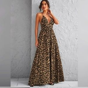 Elegant Women’s Leopard Maxi Dress XL